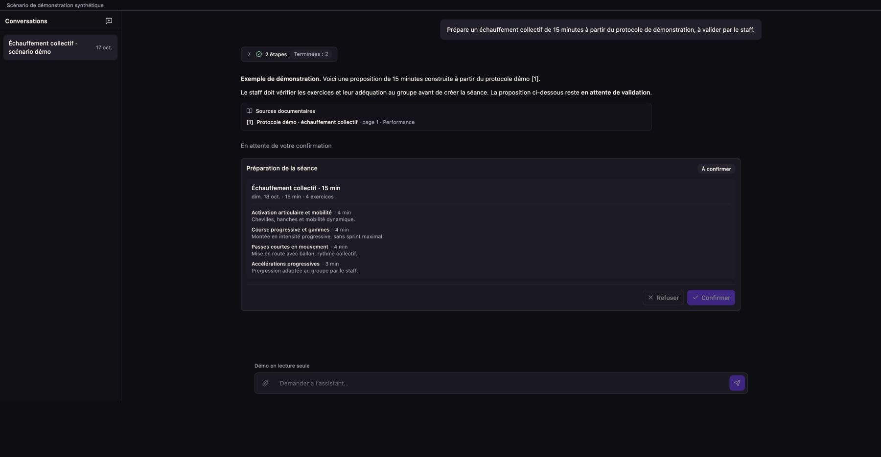 Omen Performance assistant: session proposal and sources for staff review, demonstration scenario